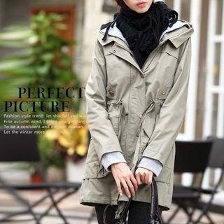 YIJINGMEI Drawstring Hooded Coat