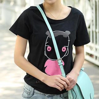 bisubisu Short-Sleeve Girl-Print T-Shirt