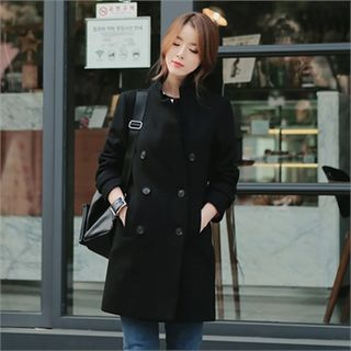 CHICLINE Wool-Blend Double-Breast Military Coat