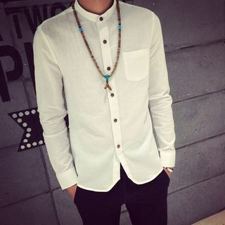 Bestrooy Long-Sleeve Mandarin Collar Shirt