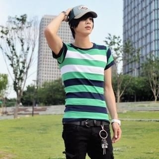 Multicolor Stripe Short-Sleeve T-Shirt