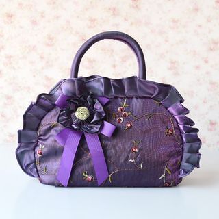 Lily Queen Embroidered Frill Trim Tote