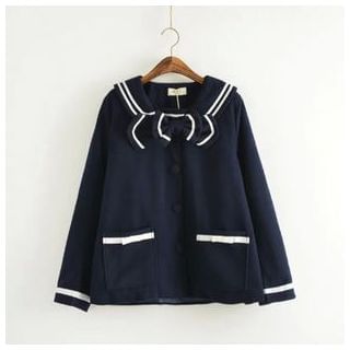 TOJI Sailor-Collar Bow-Accent Buttoned Jacket