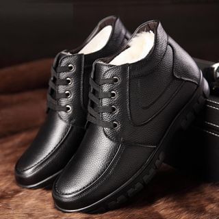 SHEN GAO Genuine Leather Fleece-Lined Ankle Boots