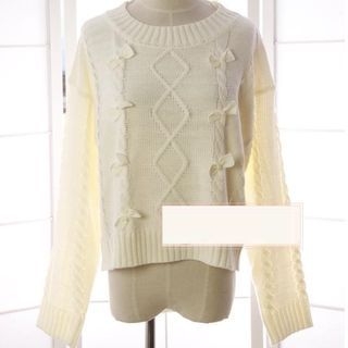 Reine Embellished Ribbon Cable Knit Sweater