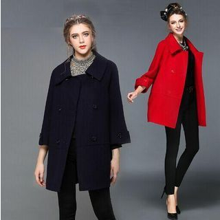 Ovette Double-Breasted 3/4-Sleeve Coat