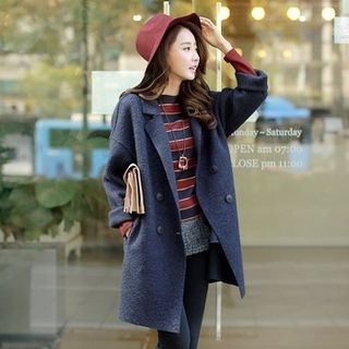 Styleonme Wool Blend Double-Breasted Coat
