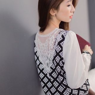Tokyo Fashion Long-Sleeve Lace Panel Blouse