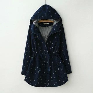 Aigan Drawstring Printed Hooded Parka