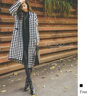 GUMZZI Houndstooth Check Coat