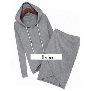 Flobo Set: Drawstring Hooded Pullover + Wrapped Skirt