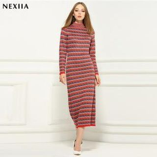 Nexiia Long Sleeved Striped Dress