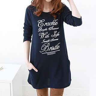 Rocho Long-Sleeve Lettering T-shirt Dress