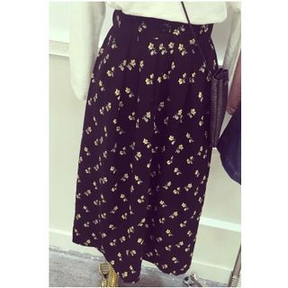 MATO Flower Print Midi Skirt