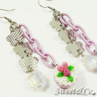 Sweet & Co. Sweet&Co. Mini Cupcake Floral Purple Earrings