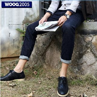 WOOG Cuff-hem Elastic Jeans