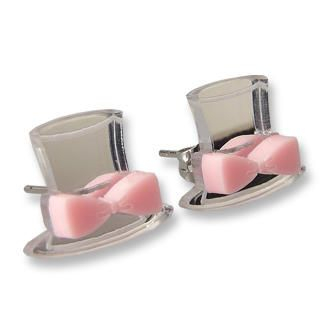 Sweet & Co. Sweet Mirror Pink Hatter Ribbon Stud Earrings