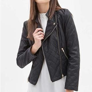 Richcoco Quilted Faux Leather Biker Jacket
