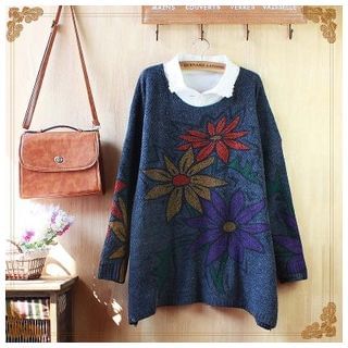 Kirito Floral Print Woolen-blend Sweater