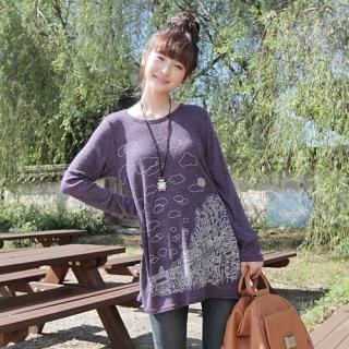 Long Sleeve Print Long Top