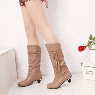 Pretty in Boots Tassel Ruched Tall Boots