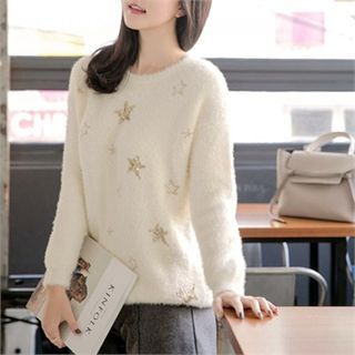 Attrangs Sequined Star Pattern Sweater