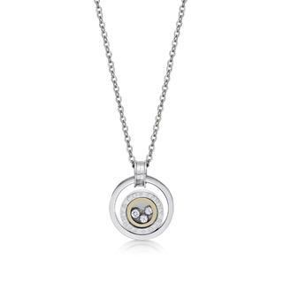 Kenny & co. Ring Shaped Steel Pendant Necklace with Moving Crystals Steel - One Size