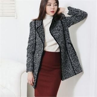 MAGJAY Contrast-Trim Tweed Coat