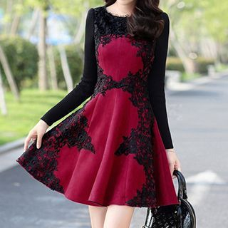 Romantica Long-Sleeve Lace Panel Dress