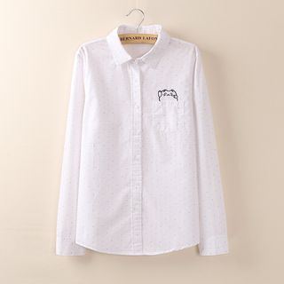 Tangi Cat Embroidered Dotted Shirt