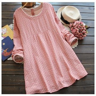 Clover Dream Long-Sleeve Dotted Dress