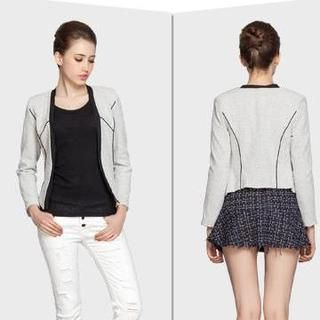 SEYLOS Contrast-Trim Cropped Jacket