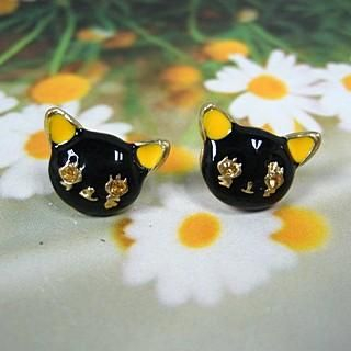 Lovely Cat Earrings Black - One Size