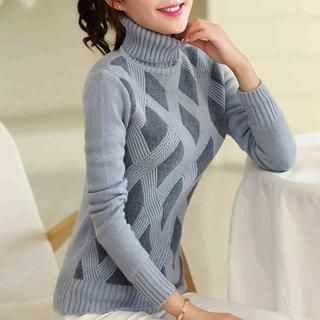 Saronala Turtleneck Argyle Sweater