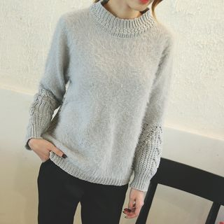 Seoul Fashion Furry Cable-Knit Top