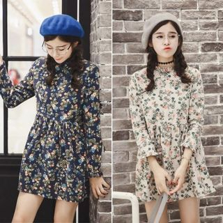 QZ Lady Frilled Floral A-Line Dress