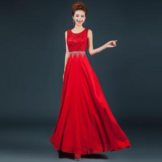 Royal Style Sleeveless Lace A-Line Evening Gown