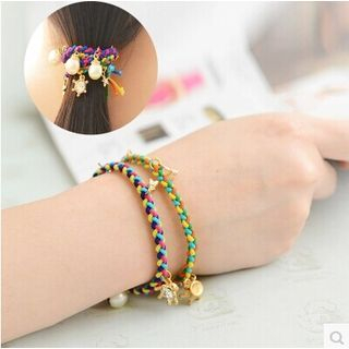 Class 302 Multi-Colored Braided Hair Tie with Charms