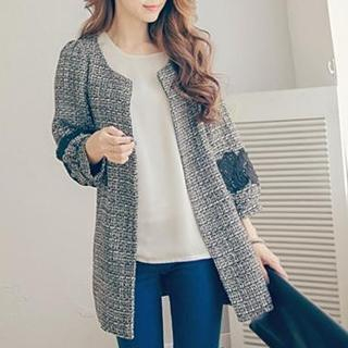 Tokyo Fashion Crochet-Appliqu  Tweed Coat