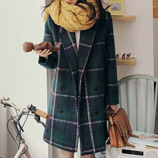 Rocho Plaid Woolen Coat