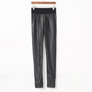 Little Grass Zipper Faux-Leather Pants