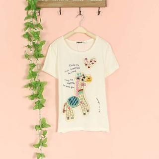 Cute Colors Short-Sleeve Round-Neck Appliqué T-Shirt