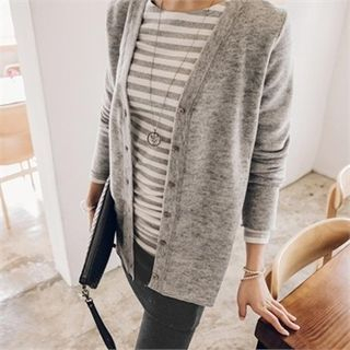 JOAMOM V-Neck Brushed-Fleece Cardigan