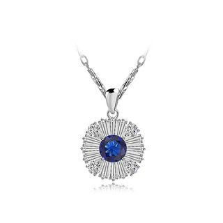 BELEC Fashion 925 Sterling Silver Pendant with Blue Cubic Zircon and Necklace