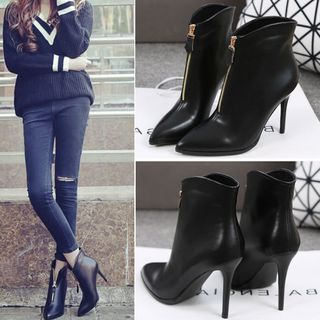 Fashion Street Zip Front Stiletto Ankle Boots
