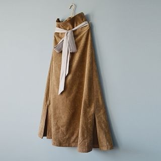 Rivulet Corduroy Tie-Waist Chinese Skirt