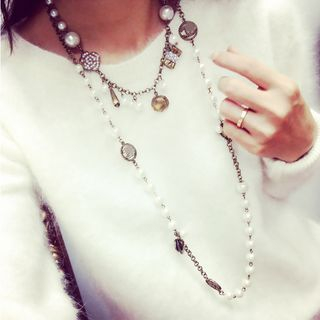 Bao Style Faux Pearl Bow Necklace