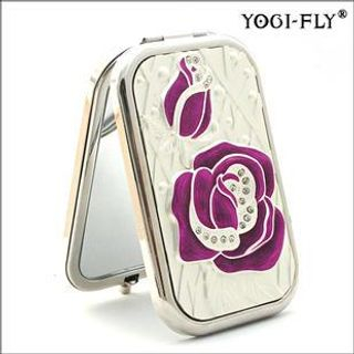Yogi-Fly Beauty Compact Mirror (XK005P) (Purple) Mirror + Gift box + Velvet Mirror Bag + Wiping Cloth