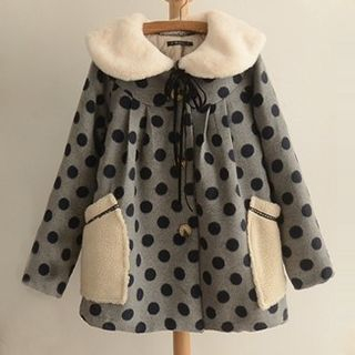 Angel Love Furry Collar Dotted Jacket