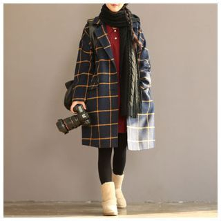Kirito Check Double-Breasted Coat